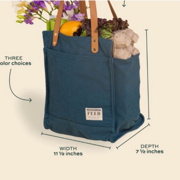 NWOT FEED Project canvas market tote, Sea Blue Color - Picture 3 of 5